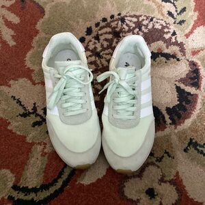 adidas Women's Mint Green and White Athletic Sneakers